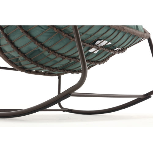 Outdoor Rocking Chair, Patio Oversized Wicker Egg Rocking Chair, Indoor & Outdoor Comfy Rocker Chair with Thick Cushion