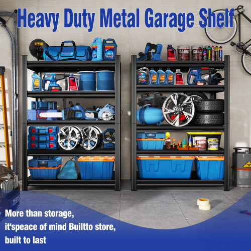 63" H Adjustable Storage Rack, Adjustable Shelves, 2000LBS Five-Tier Shelving Unit, Scratch-Resistant And Wear-Resistant Panels