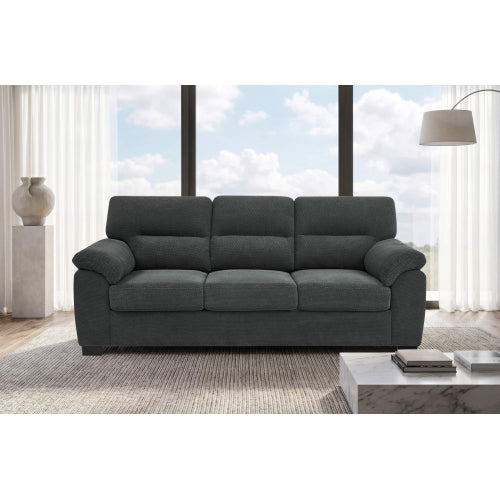 Dark Gray 3-Seater Textured Fabric Minimalist Living Room Sofa