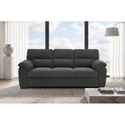 Dark Gray 3-Seater Textured Fabric Minimalist Living Room Sofa