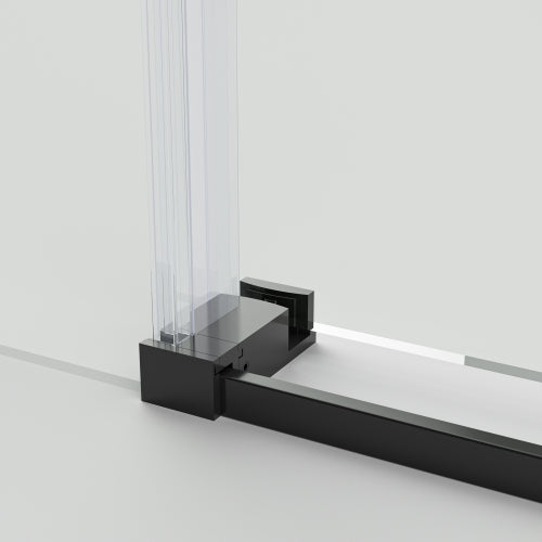 6-60"W x 76"H Frameless Shower Door, Sliding Shower Door, with Premium 5/16"(8mm)Thick Tempered Glass Shower Enclosure ,Chrome Matte Black With Buffer