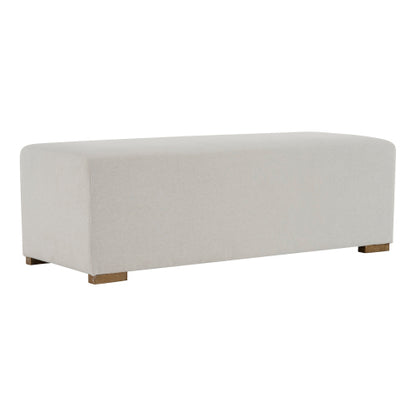 White Nordic Long Ottoman Bench, Breathable Skin-Friendly Fabric Shoe Stool, Holds 2-3 People for Bedroom Entryway