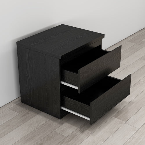 19.7 Inch Black Handle-Free Nightstand, 2 Drawers Thickened Top Plate Bedroom Storage Side Table