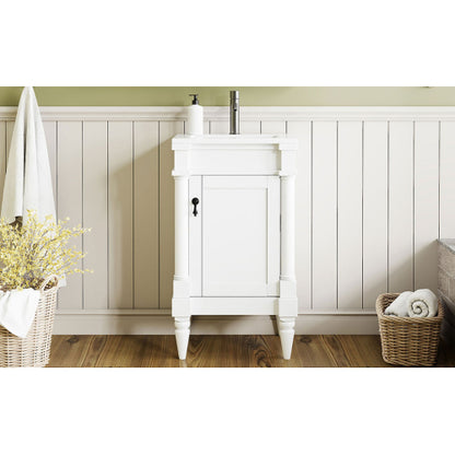 18-Inch Modern Bathroom Vanity with Sink, Modern Bathroom Storage Cabinet with Door, Freestanding Small Space Bathroom Cabinet, Single Sink Cabinet with Adjustable Shelf, White