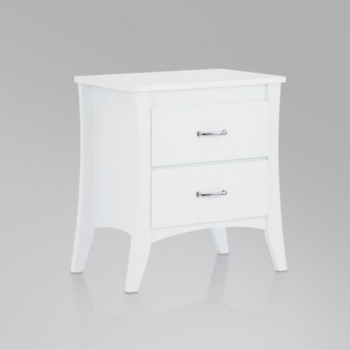 White 2-Drawer Wooden Nightstand
