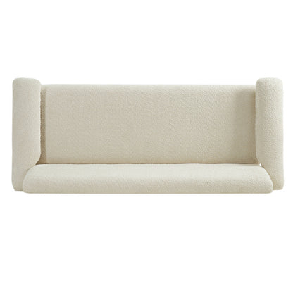 72.8 Inch Beige Modern 2-Seater Loveseat Sofa w/Armrest Pillars Berber-Fleece Rubberwood Frame for Small-Space Living-Room