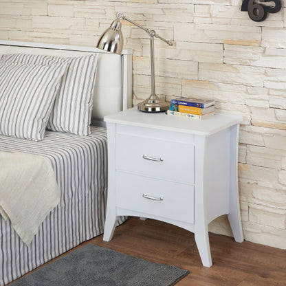 White 2-Drawer Wooden Nightstand