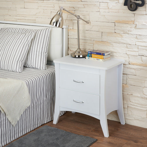 White 2-Drawer Wooden Nightstand
