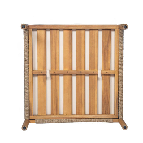 Modern Outdoor Woven Lounge Chair with Solid Wood Frame and Comfortable Polyester Cushions, Perfect for Patio, Garden, or Balcony