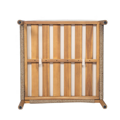 Modern Outdoor Woven Lounge Chair with Solid Wood Frame and Comfortable Polyester Cushions, Perfect for Patio, Garden, or Balcony