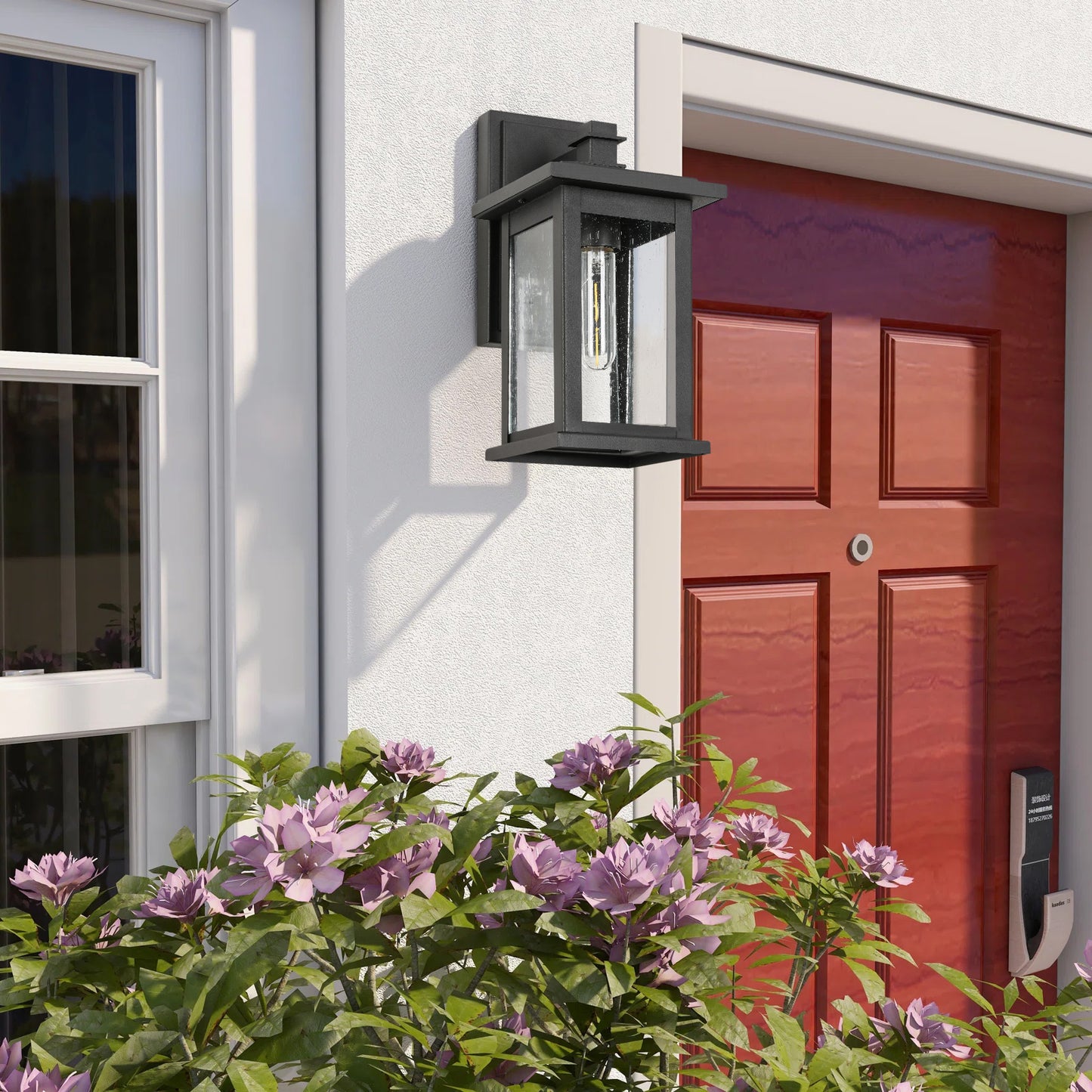 " 1-Light Black not Motion Sensing Dusk to Dawn Outdoor Hardwired Wall Lantern Sconce with No Bulbs Included"