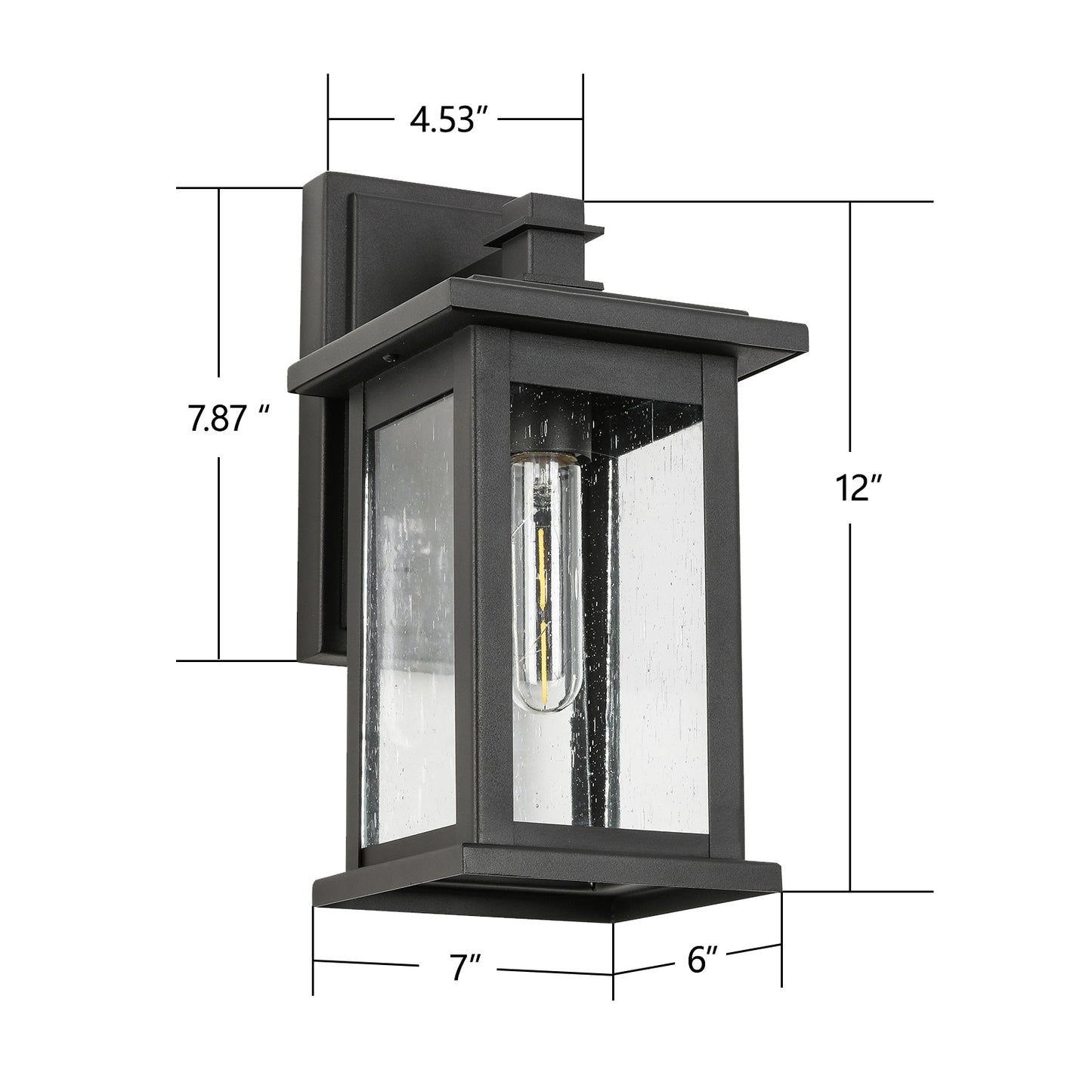 " 1-Light Black not Motion Sensing Dusk to Dawn Outdoor Hardwired Wall Lantern Sconce with No Bulbs Included"