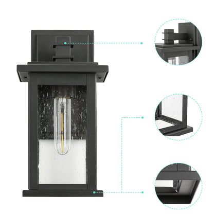 " 1-Light Black not Motion Sensing Dusk to Dawn Outdoor Hardwired Wall Lantern Sconce with No Bulbs Included"