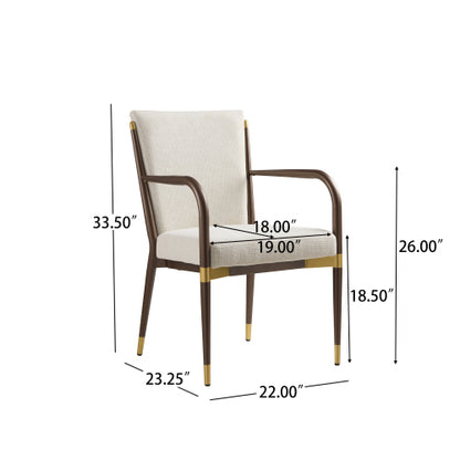 Set of 2 Modern Gold Accent Iron Frame Arm Dining Chairs, Toothpick Design Solid Back 250lbs Weight Capacity