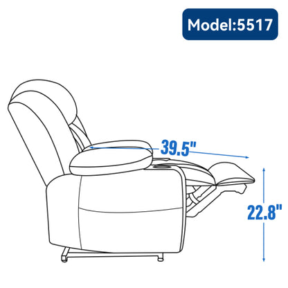 Up to 350 LBS Chenille Power Lift Recliner Chair, Heavy Duty Motion Mechanism with 8-Point Vibration Massage and Lumbar Heating, USB and Type-C Ports, Stainless Steel Cup Holders, Grey