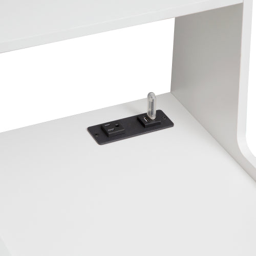 White 2 Pack Smart Nightstand, Voice Control Night Light & Charging Station with Lockable Cabinet