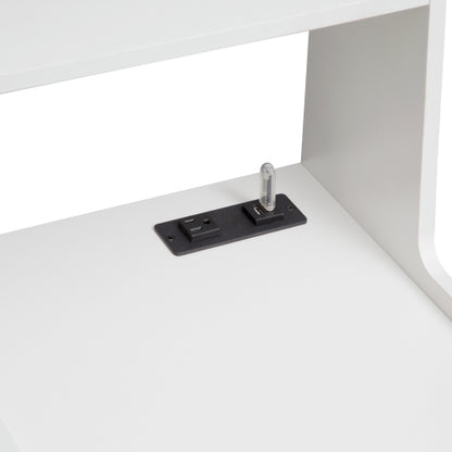 White 2 Pack Smart Nightstand, Voice Control Night Light & Charging Station with Lockable Cabinet