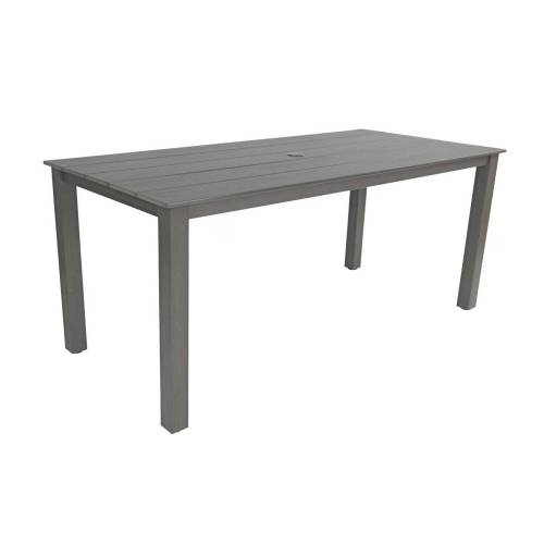 A wooden-textured imitation wood dining table, simple yet with a high quality feel. It has a small tabletop and is perfect for outdoor picnics. Charcoal gray, 68.9 inches.