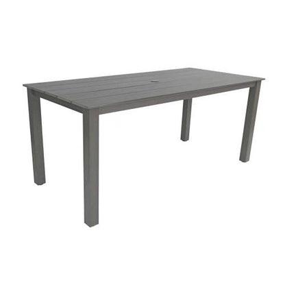 A wooden-textured imitation wood dining table, simple yet with a high quality feel. It has a small tabletop and is perfect for outdoor picnics. Charcoal gray, 68.9 inches.