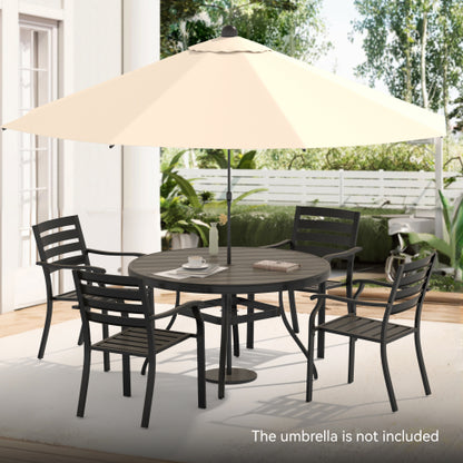 5 Pieces Outdoor Patio Dining Set, 4 Stackable Metal Dining Chairs and 40.6" Round Metal Dining Table, Outdoor Table and Chairs for Lawn Garden Backyard Deck