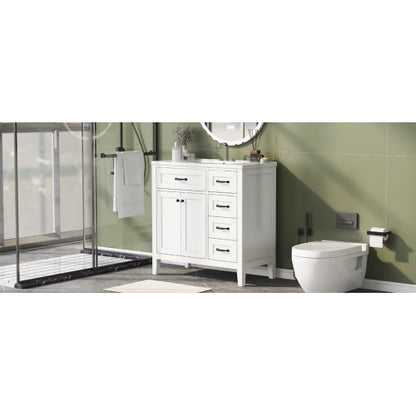 36" Bathroom Vanity with Sink Combo, White Bathroom Cabinet with Drawers, Solid Frame and MDF Board (Old Sku:JL000007AAK)
