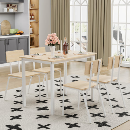5-Piece Dining Table Set with 4 Chairs, Modern Kitchen Table Set with MDF Board & Metal Frame, Space Saving Dining Furniture