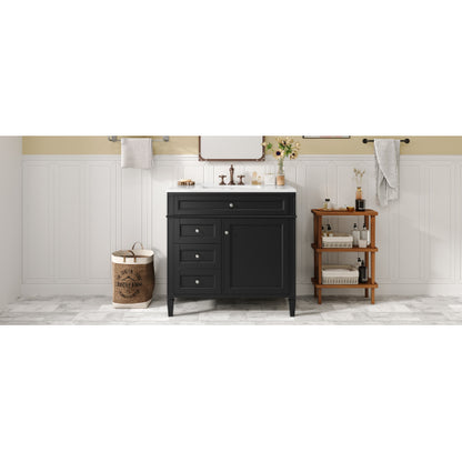 36'' Bathroom Vanity with Top Sink, Modern Bathroom Storage Cabinet with 2 Drawers and a Tip-out Drawer, Single Sink Bathroom Vanity