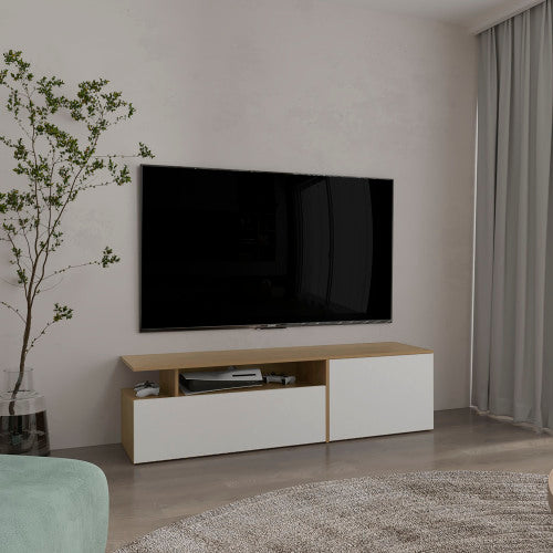 Floating 63 inch TV Stand with 2 Cabinets, 6 Shelves & Cable Management