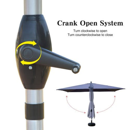 Rectangle Patio Umbrella with Crank Lift , Navy Blue (Base not included)