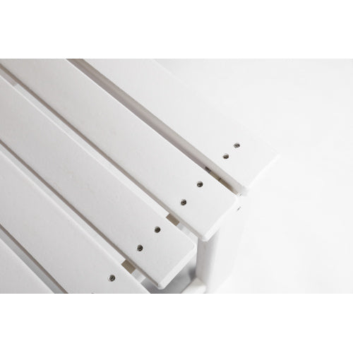 Backless HDPE Bench with Wood Texture, Poly Lumber Seat for Patio, Backyard, Balcony, All Weather Resistant with UV Protection, White