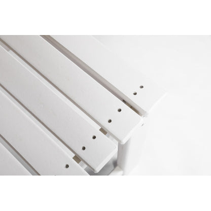 Backless HDPE Bench with Wood Texture, Poly Lumber Seat for Patio, Backyard, Balcony, All Weather Resistant with UV Protection, White