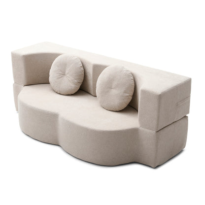 Khaki TwinSize Folding Floor SofaBed Futon Loveseat,No Assembly