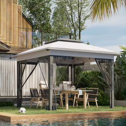 12' x 12' Pop Up Canopy Tent with Netting and Carry Bag, Instant Sun Shelter with 137 sq.ft Shade, Tents for Parties, Height Adjustable, for Outdoor, Garden, Patio, Gray