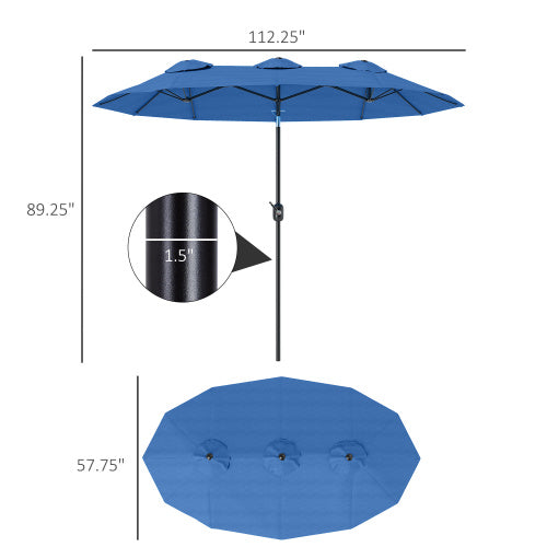 Outdoor Umbrella,Double-sided Patio Umbrella,with Push Button Tilt and Crank,3 Air Vents and 12 Ribs