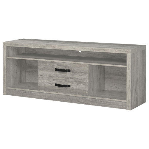 Weathered Grey Driftwood 59 Inch 2-Drawer Rustic TV Stand