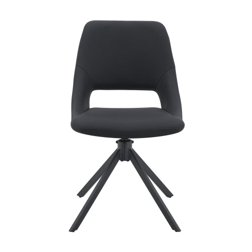 Swivel PU Leather Dining Chairs with Auto-Return, Set of 4, Black