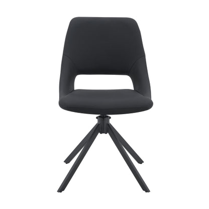 Swivel PU Leather Dining Chairs with Auto-Return, Set of 4, Black