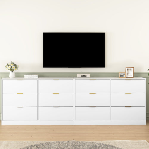 Modern 6-Drawer Dresser, Chest of Drawers for Bedroom, Living Room, Hallway, and Entryway - Large Storage Cabinet White