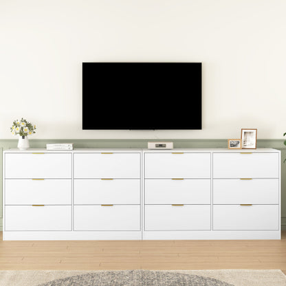Modern 6-Drawer Dresser, Chest of Drawers for Bedroom, Living Room, Hallway, and Entryway - Large Storage Cabinet White