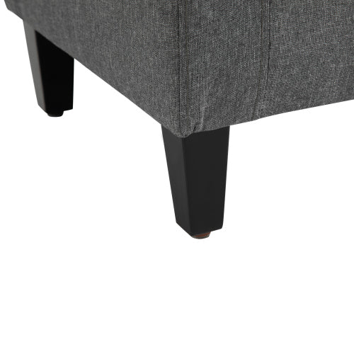 36.25 inch Gray Linen Tufted Storage Ottoman Bench, Lift Top Footrest, 330 LBS Rubberwood Leg End-of-Bed Stool