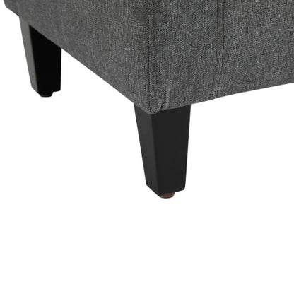 36.25 inch Gray Linen Tufted Storage Ottoman Bench, Lift Top Footrest, 330 LBS Rubberwood Leg End-of-Bed Stool