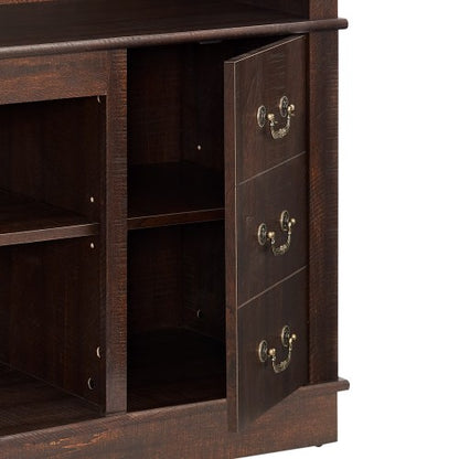 60 Inch Espresso Mid-Century Farmhouse TV Stand 3 Cable Holes Media Console Fits 65 Inch TV