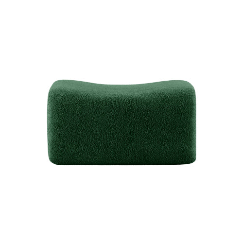 Green Teddy Fabric Modular Ottoman, No-Assembly Plush Footrest for Sectional Sofa