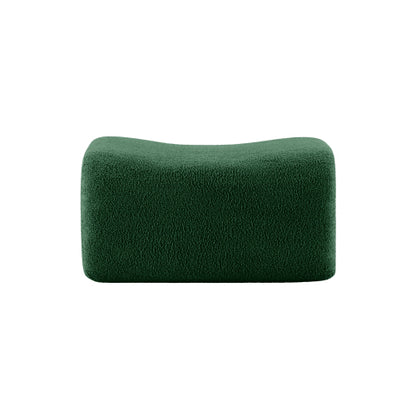 Green Teddy Fabric Modular Ottoman, No-Assembly Plush Footrest for Sectional Sofa