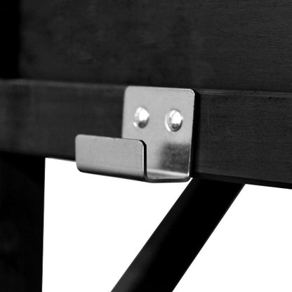 K&K 64.9"H Outdoor Potting Bench Table with Lockable Wheels, Solid Wood Outdoor Kitchen Island with Upper Hutch, Stainless Steel Top, Towel Rack ,Outdoor Storage for Grilling, Lawn Garden -Black