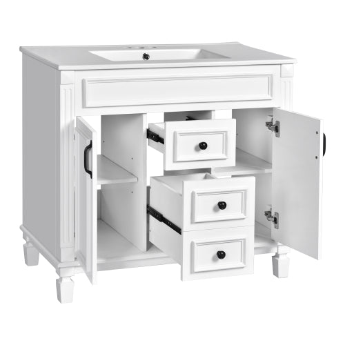 36'' Bathroom Vanity with Top Sink, Modern Bathroom Storage Cabinet with 2 Soft Closing Doors and 2 Drawers, Single Sink Bathroom Vanity
