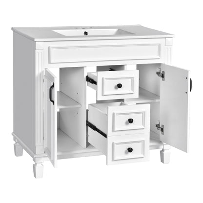 36'' Bathroom Vanity with Top Sink, Modern Bathroom Storage Cabinet with 2 Soft Closing Doors and 2 Drawers, Single Sink Bathroom Vanity