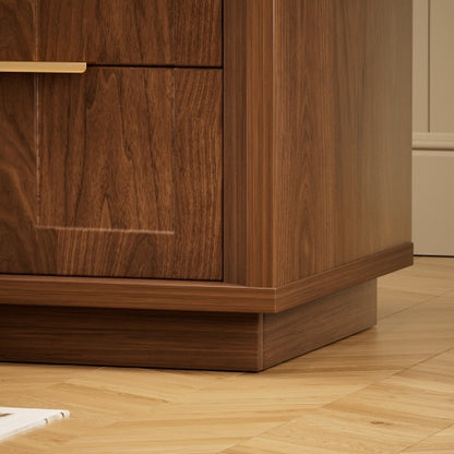 2-Piece Walnut Nightstand Set with 3 Drawers, Modern Bedside Table with Arched Drawer Design