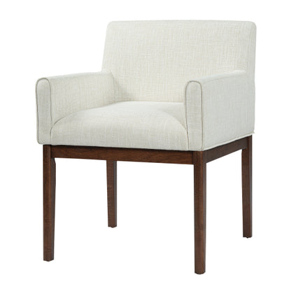 Upholstered Rubberwood Dining Armchairs, Set of 2, Beige/Brown