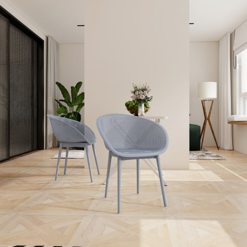 Holiday - 2-Pack Modern Lounge Chairs – Indoor/Outdoor All-Weather PP Plastic, Lightweight for Patio, Beach, Living Room (Light Baby Blue)